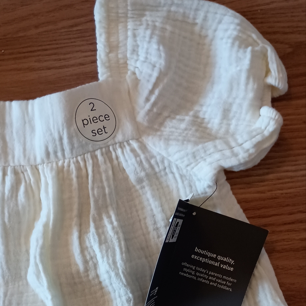 Gerber Boutique Summer Two-Piece Baby Outfit Dress - Cream Size 3-6 Mont… - Picture 6 of 12
